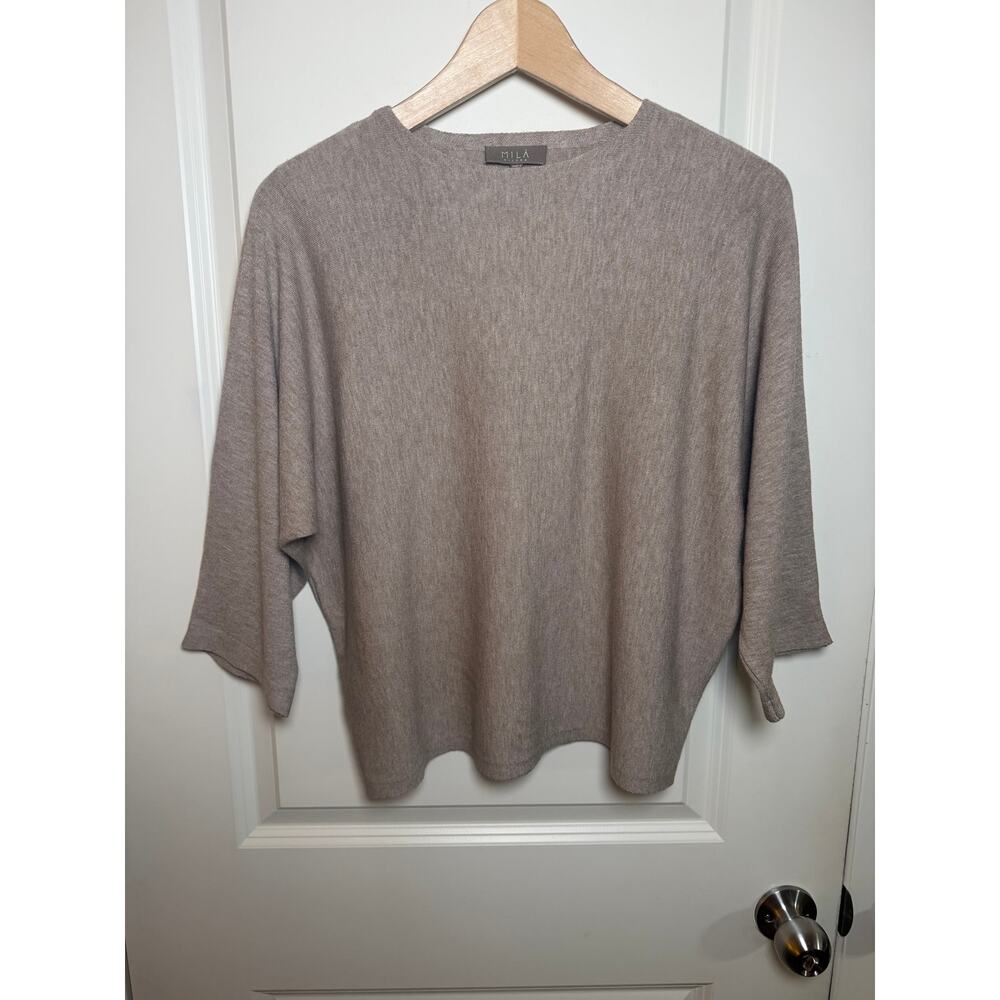 Mila Minimalist Relaxed Crewneck Knit Sweater Size S Clean Girl Quiet Luxury - Picture 2 of 10